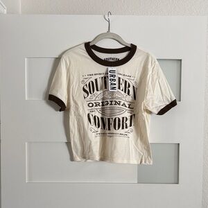 Urban Outfitters Southern Original Tee - Cream and Brown